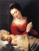 RUBENS, Pieter Pauwel, Virgin in Adoration before the Christ Child f